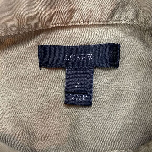 J.CREW Button Up Shirt Womens Size 2 Green Cotton Casual Collared Long Sleeve - Picture 5 of 14